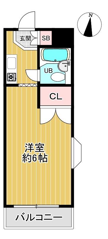 篠原ドミトリー(1K/2階)の間取り写真