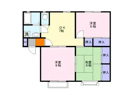 メンバーズタウン古田 A棟(3DK/1階)の間取り写真