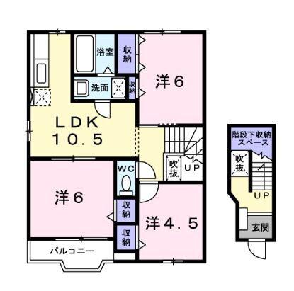 ヴィラ フォーレスト A(3LDK/2階)の間取り写真