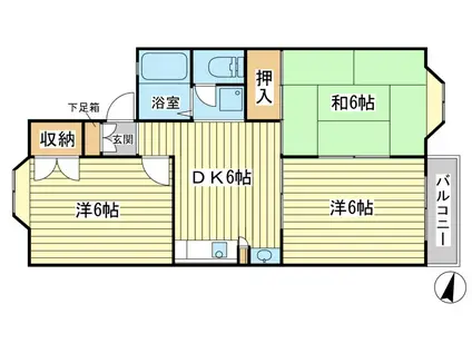 サウスコート赤坂A(3DK/2階)の間取り写真