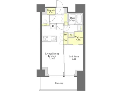 プライムメゾン江古田の杜イースト(1LDK/5階)の間取り写真
