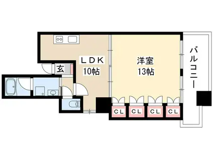 ラディアント矢場(1LDK/4階)の間取り写真