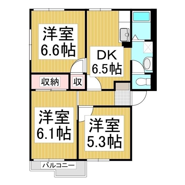 ハイツサンフローレ N(3DK/1階)の間取り写真