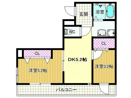 グロースコート恵我之荘(2DK/1階)の間取り写真