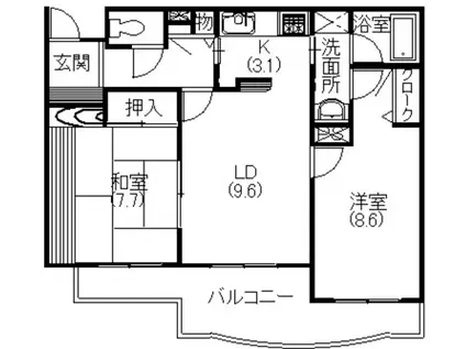 ドルチェ広沢(2LDK/1階)の間取り写真