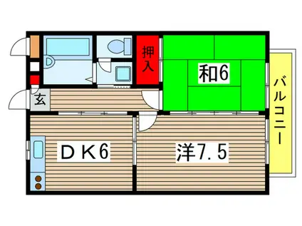 エクセルハイム(2DK/2階)の間取り写真