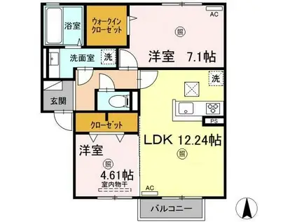 D-ROOM桜 II棟(2LDK/1階)の間取り写真