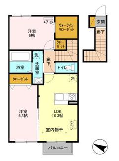 アクイール C(2LDK/2階)の間取り写真