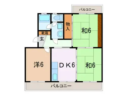 プロスパー沢田(3DK/4階)の間取り写真