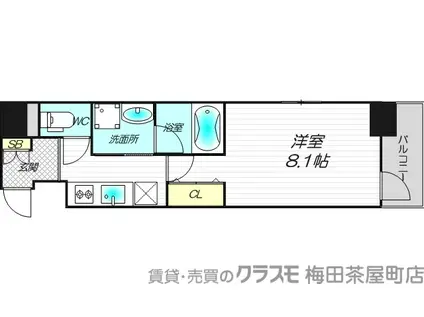 フェールヴィル阿波座(1K/2階)の間取り写真