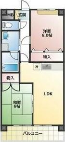 ベルトップ石橋(2LDK/3階)の間取り写真