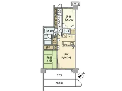 ヴィスタシア港北高田(2LDK/1階)の間取り写真