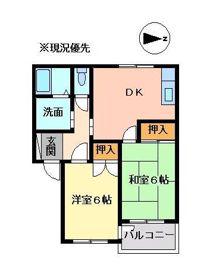 サンシャインB(2DK/1階)の間取り写真