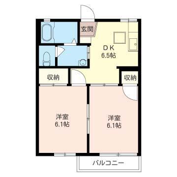 シャルム国分寺台(2DK/1階)の間取り写真