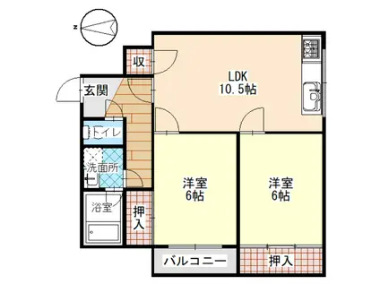 コーポマルサン(2LDK/2階)の間取り写真