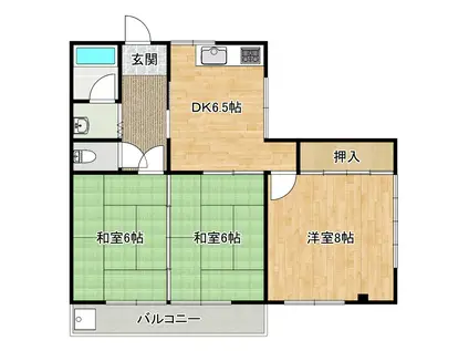 ハイツオオカワ(3DK/2階)の間取り写真