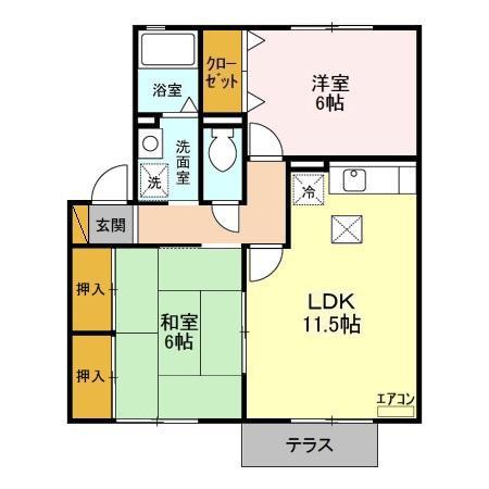 ラ・ルーン(2LDK/1階)の間取り写真