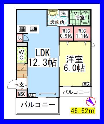 AF メゾンSH-1(1LDK/2階)の間取り写真