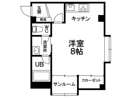 ドミールクレセントB(1K/1階)の間取り写真