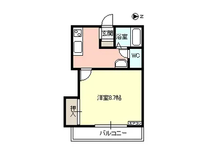 ガーデンF(1K/2階)の間取り写真