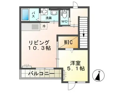 クレアーレ(1LDK/2階)の間取り写真