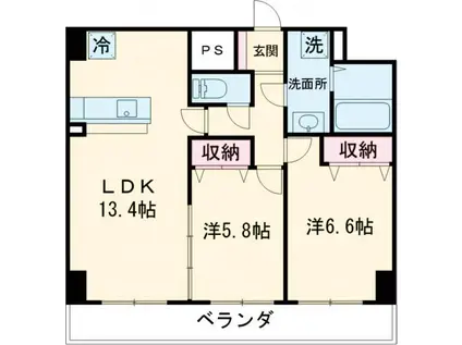 クラティオ(2LDK/6階)の間取り写真