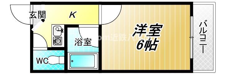 グランドリーペペ平野東(1K/2階)の間取り写真