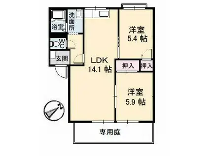 トリコローレB(2LDK/1階)の間取り写真