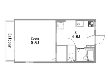 フローラハイツ B(1K/1階)の間取り写真