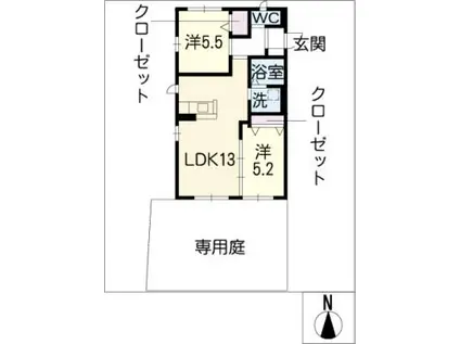 エタニティ(2LDK/1階)の間取り写真