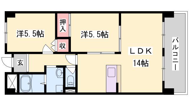 リーベンハイツ(2LDK/4階)の間取り写真