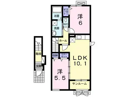 ティアラ(2LDK/2階)の間取り写真