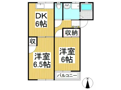 ファンタジー21 B(2DK/2階)の間取り写真