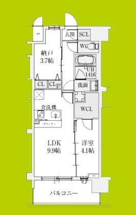 スプランディッド梅田グランノース(1SLDK/4階)の間取り写真