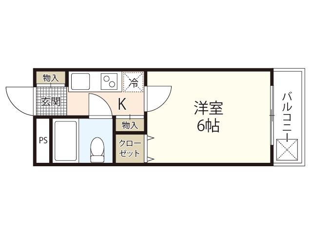 ブランズ弐番館(1K/2階)の間取り写真