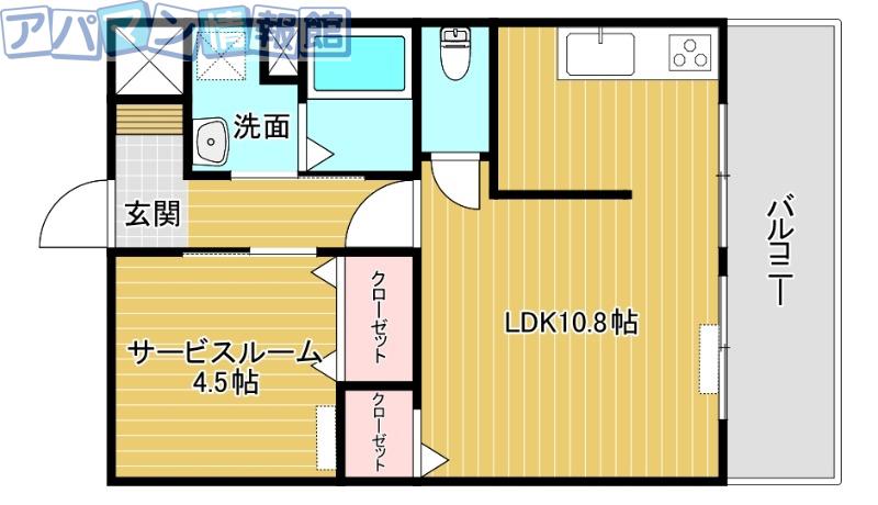 マンション秋葉(1LDK/4階)の間取り写真