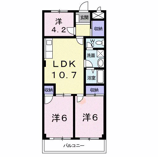アレーゼF(3LDK/4階)の間取り写真