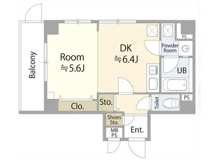 ルシェール赤坂(1DK/1階)の間取り写真