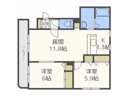 大光13番館(2LDK/4階)の間取り写真