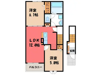 グレイスパークI(2LDK/2階)の間取り写真