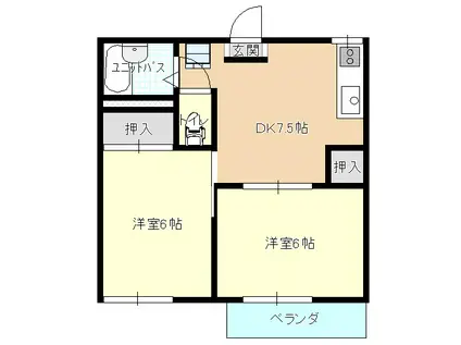 アメニティ大門A棟(2DK/2階)の間取り写真