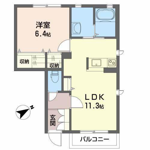 シャーメゾンコトンA(1LDK/1階)の間取り写真