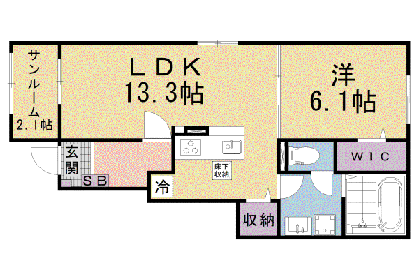 ベラーノ II(1LDK/1階)の間取り写真