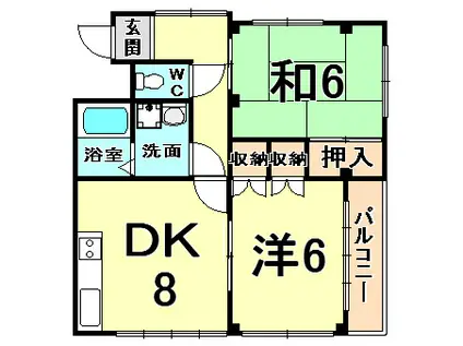 シャルム甲子園3番館(2DK/1階)の間取り写真