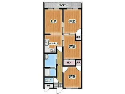 セゾンクラスト庄能(3LDK/3階)の間取り写真