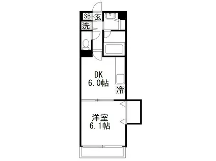 グリュック(1DK/3階)の間取り写真