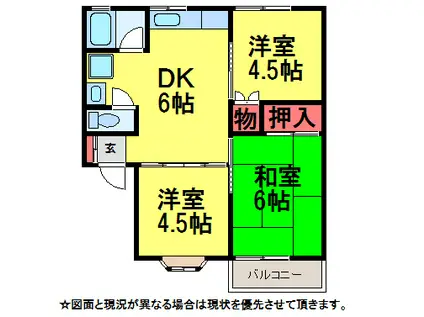 コーポサンファミリー(3DK/1階)の間取り写真