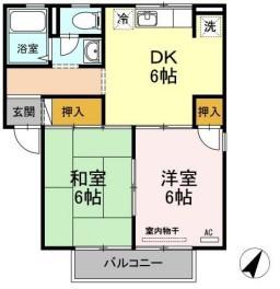 ドリーム神田(2DK/1階)の間取り写真