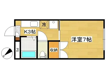 パインクレスト(1K/2階)の間取り写真