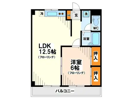 エステートピアカトレア(1LDK/2階)の間取り写真
